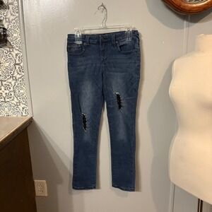 True Religion Distressed Jeans Ripped Knee Stretch Denim Blue (Girls 14)
